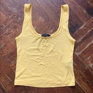 🐳 Yellow Ribbed Cropped Cami Top